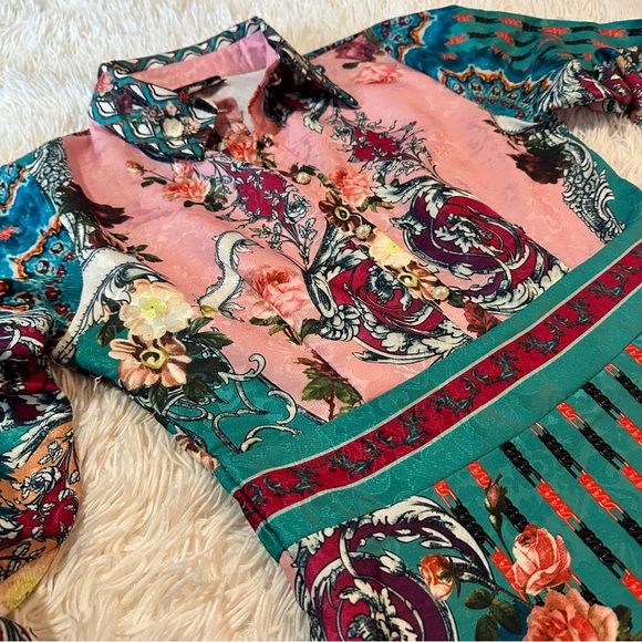 * RARE Dalia MacPhee Floral Baroque Print Shirt Dress Size S - Picture 9 of 16